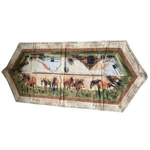 Handmade Horses Running Barn Quilted Table Runner